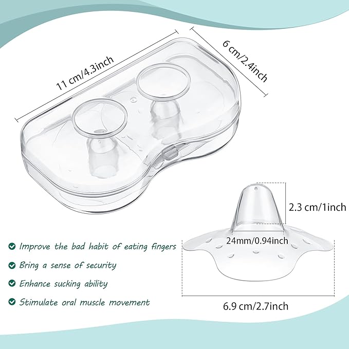 Nuanchu 8 Pcs Nipple Shield for Breastfeeding Newborn Nipple Protector with Carrying Case Silicone Extender for Women Protecting Sore, Flat or Inverted(24 mm/ 0.94 Inch,Clear)