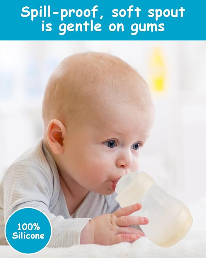 Sippy Spouts for Mam Baby Bottles, Soft 100% Silicone Sippy Cup Nipples, Variable Flow, 6m+, 6 Count