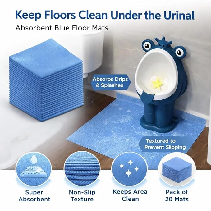 Upgraded 25 Pack Disposable Toilet Mats,Super Absorbent Toilet Floor Protector from Urine,Disposable Toilet Floor Mat for Urine,U Shaped Toilet Mat for Urine,Around Toilet Floor Protector 24" x 22"