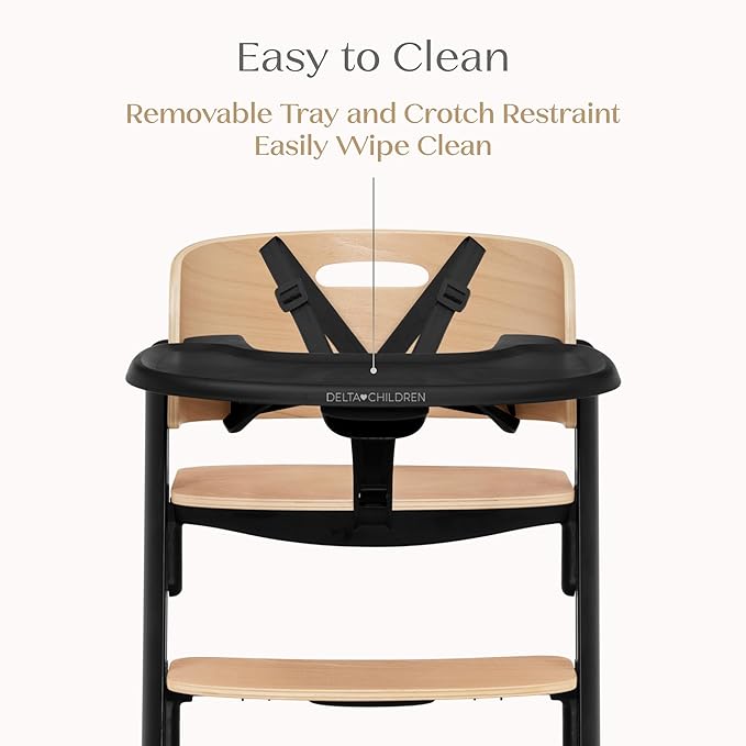Delta Children Versa Adjustable 3-in-1 High Chair for Babies & Toddlers - 3 Growing Stages from Infant to Adult Seating - Greenguard Gold Certified, Black