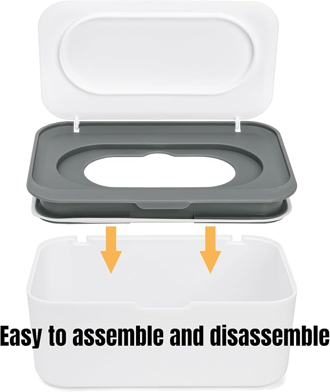 Hiceeden 6 Pcs Baby Wipes Dispenser, Easy Pull Wipe Holder with Concave Surface Lid, Non-slip Wipe Cases Containers with Sealing Design for Bathroom, Baby Nursery, Grey