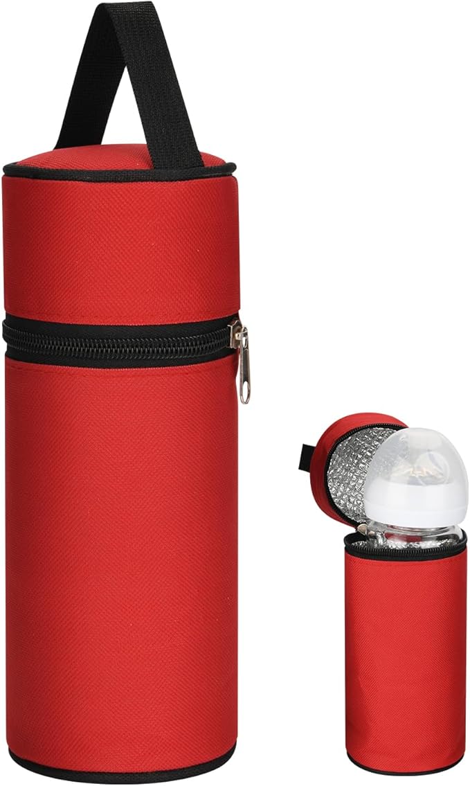 Beautyflier Insulated Baby Bottle Tote Bags, Portable Breastmilk Baby Bottle Cooler Storage, Travel Carrier Bag for Dr. Brown’s Natural Narrow Baby Bottles 2oz, 4oz, 8oz, 9oz (Red)