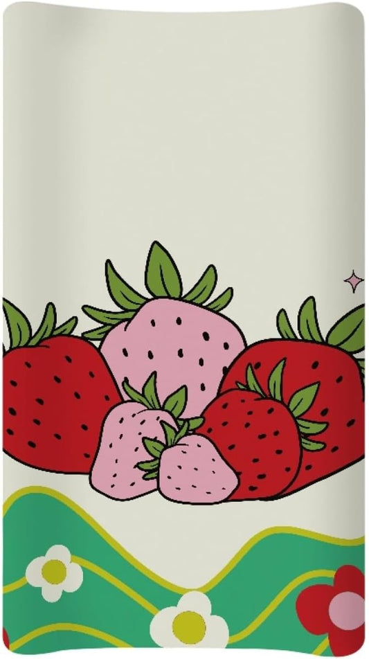 Changing Pad Cover - Strawberry Floral Changing Table Mattress Pad, Baby Changing Pad Cover Set for Baby Boys or Girls