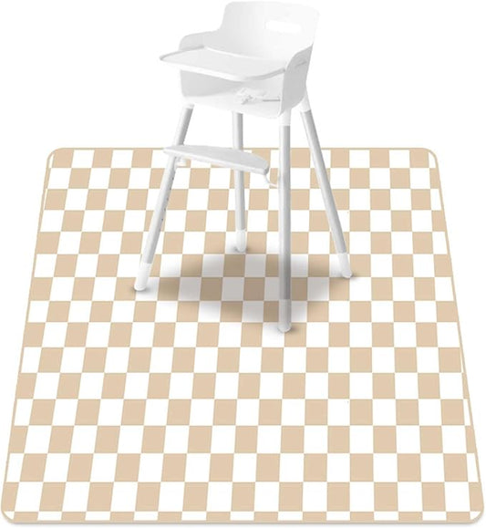 Baby Splat Mat for Under High Chair, 51 x 51 Inch Wipeable Splash Mat，Floor Protector，Wipe-Clean Tablecloth and Playing Mat (Square)