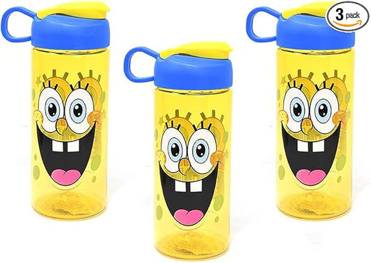 Zak Designs, Inc [3 Pack] Nickelodeon Spongebob 16.5oz Kids Sullivan Sports Water Bottle, BPA free, YellowBlue SBXKT071