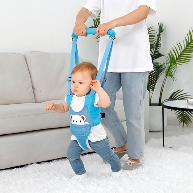 Baby Walking Harness, Handheld Kids Walker Helper, New Upgrade Breathable and Adjustable Toddler Infant Walker Harness Assistant Belt with Instructions for 7-24 Month (Sky Blue)