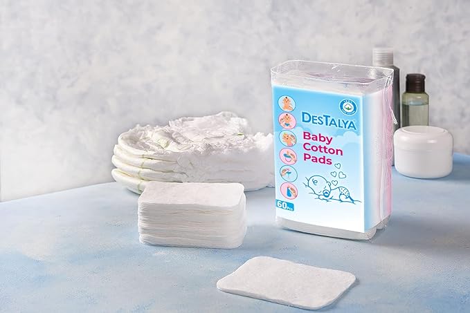 Destalya Baby Cotton Pads 360 Count (6x60) – 100% Cotton Maxi Squares for Diaper Change & Sensitive Skin, Soft, Lint-Free, Large Pads for Baby Care & Cosmetic Use (Maxi Pads 360)
