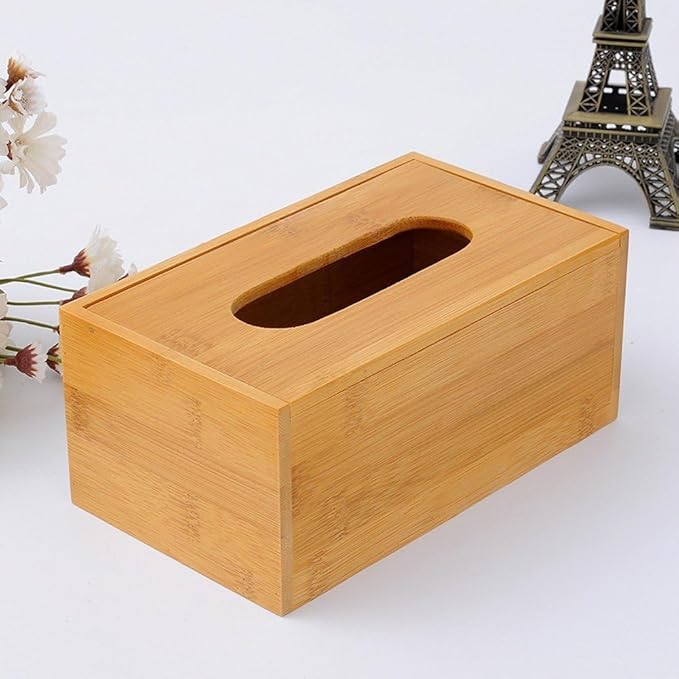 Tissue Box Cover, Bamboo Tissue Box Cover Rectangle, Tissue Box Holder Rectangular Covers Your Tissues, Decorative Tissue Box Cover