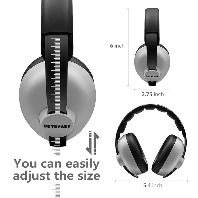BBTKCARE Baby Ear Protection Noise Cancelling Headphones for Babies for 3 Months to 3 Years - Grey