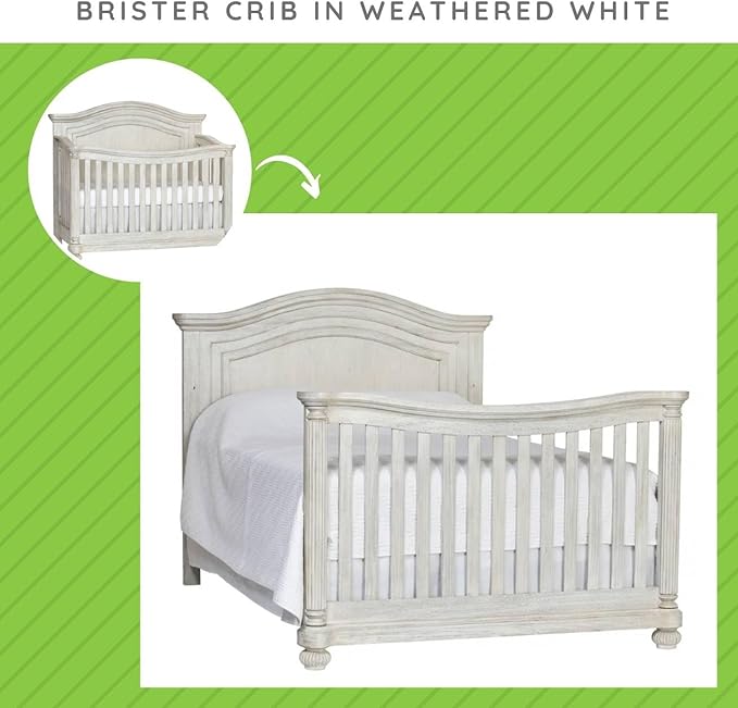 Full-Size Conversion Kit Bed Rails for Viv + Rae Convertible Cribs - Solid Wood Rail - Toddler and Adult Bed Rail for Full-Size Beds - Nursery & Baby Furniture (Weathered White/Birch White, Option 2)