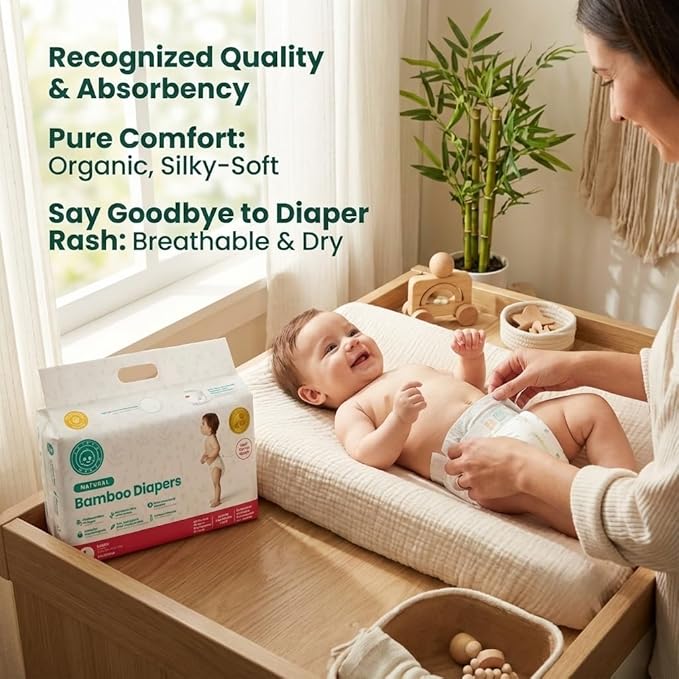 Little Toes Patented Natural Disposable Viscose Diapers ǀ Day and Overnight Diapers ǀ Sustainable ǀ Size 4 Large ǀ 36 Pack