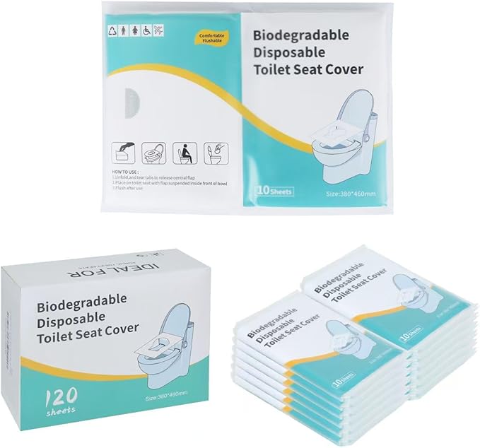 Disposable Toilet Seat Cover 120 Pcs,Extra Large,Flushable,Travel and Pocket Size