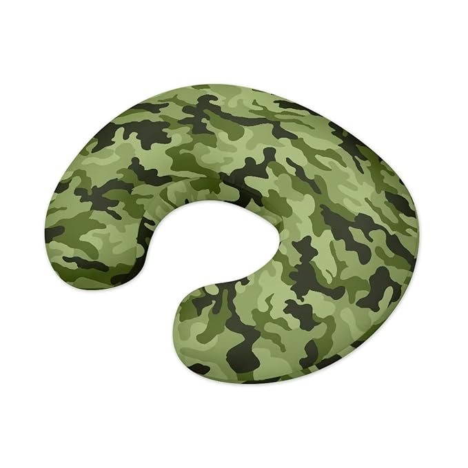 Green Camouflage Baby Feeding Pillow Cover Slipcover with Hidden Zipper Stain Resistant Comfortable Nursing Pillow Case Newborn Nursing Support Pillow Cover for Newborns