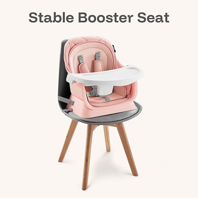 HARPPA Moro 6-in-1 Baby High Chair, Convertible Highchair for Babies and Toddlers, Feeding Booster Seat, Toddler Chair & Activity Table, 5-Point Harness, Dishwasher-Safe Removable Tray, Pink