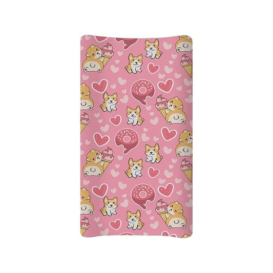 Valentine Gifts for Kids Changing Pad Cover for Baby Girls Dog Pink Diaper Table Change Mat Sheet Cover Infant Newborn Changing Table Covers