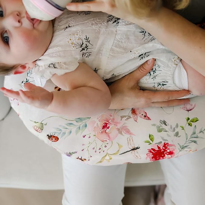 GRSSDER Nursing Pillow Cover, Stretchy Soft Minky Fabric Covers, Fit Most Nursing Support Pillows for Breastfeeding, Comfortable Safe Pillow Cover, Pretty Stylish Pattern