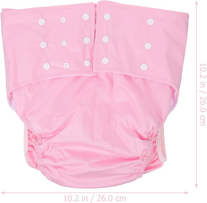 DOITOOL Washable Nappy Cover Diaper Pants Cotton Adult Reusable Nappy Cover Diaper Pant Cloth Incontinence Underwear for The Elderly and Disabled Pink