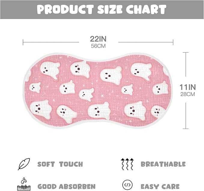 vvfelixl Muslin Burp Cloths Flying Halloween Ghost Baby Washcloths for Baby Girl Boys 2 Pack