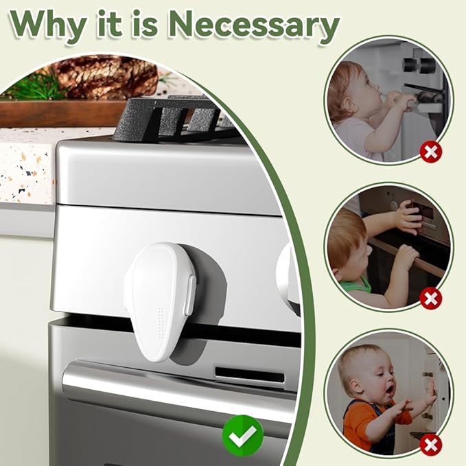 SAFELON 1 PC Child Safety Oven Door Lock, Childproof Oven Front Lock, Heat-Resistant Material, Durable & Easy to Install (White)
