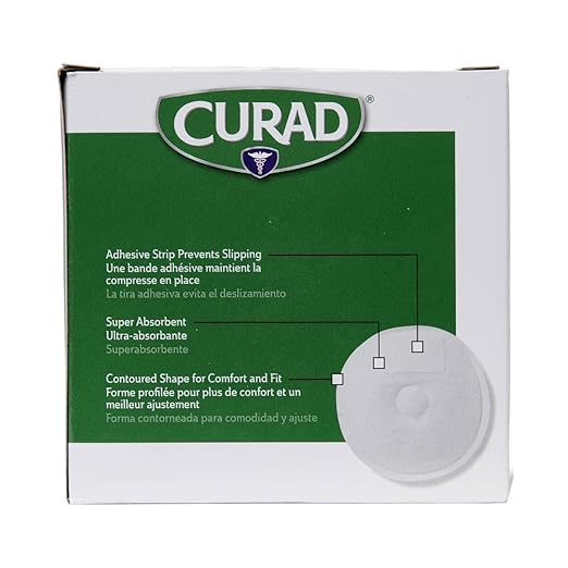 Curad Disposable Nursing Pads for Breastfeeding, Adhesive Strip, 12 per Box