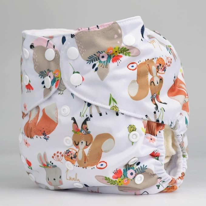2 to 7 Years Old Cloth Diaper Nappy Pocket Reusable Washable Junior Big Baby Kids Toddler (Foxes Bunnies)