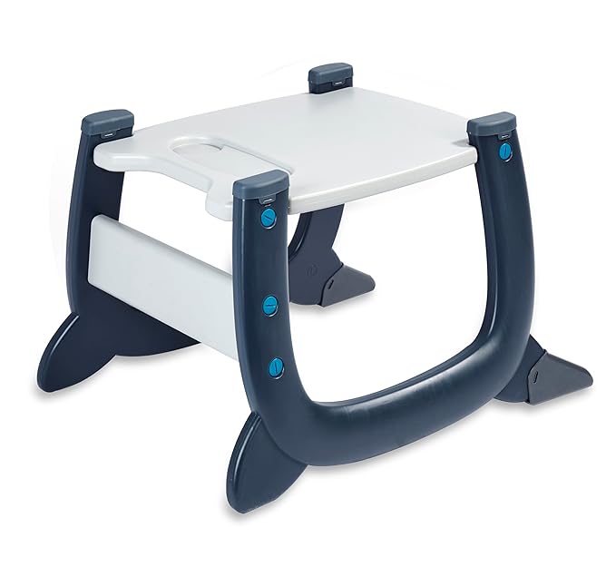 Badger Basket Envee II Convertible Baby High Chair with Infant Feeding Seat, Booster Seat, and Toddler Desk with Chair - Charcoal/Teal