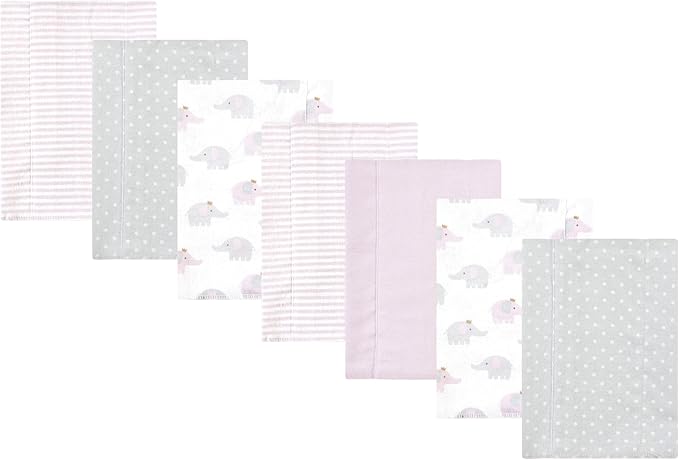 Luvable Friends Hudson Baby Flannel Burp Cloths 7pk, Purple Elephants