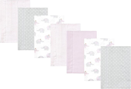 Luvable Friends Hudson Baby Flannel Burp Cloths 7pk, Purple Elephants