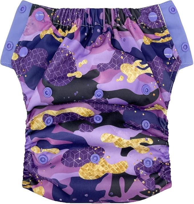 EcoAble Reusable Potty Training Diaper with Insert, Daytime Pull-on Cloth Training Pants for Toddlers and Big Kids (Size 3, Purple Camo)