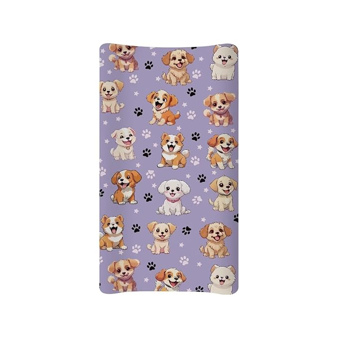 ZDCUSTOM Unisex Baby Sheets for Girls, Baby Changing Table Sheets, Baby Diaper Changing Table Covers Fitted Cradle Sheets for 32"x16" Contoured Pad Dog