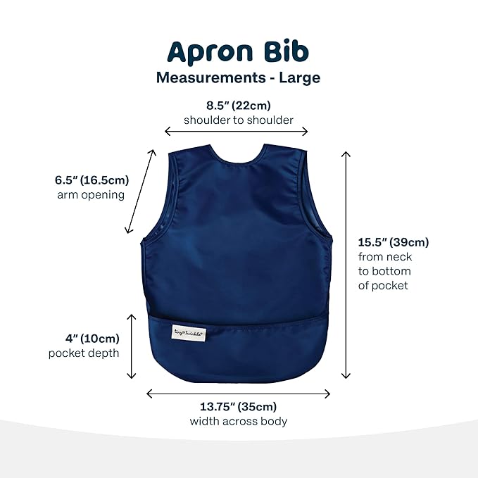 Tiny Twinkle Mess Proof Baby Bibs | 2 Pack Waterproof Toddler Bib for Eating | Baby Apron for Feeding, Machine Washable, Perfect Shower Gift (Sage Charcoal, 2-4Y)