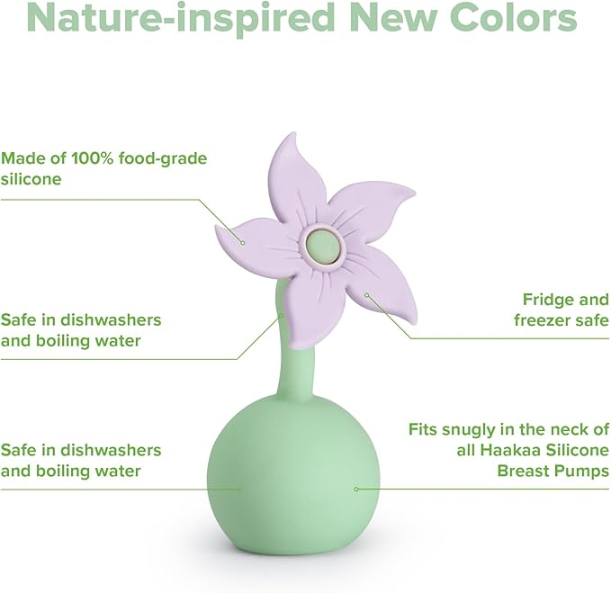 haakaa Manual Breast Pump Flower Stopper (Lavender) - Made of Premium Silicone, BPA Free, Compatible with All haakaa Breast Pumps
