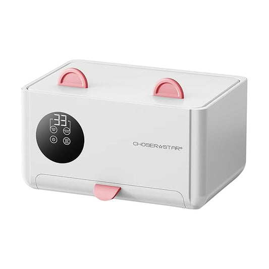 Wipe Warmer for Baby – Cat Ear Baby Wipe Warmer – Dual Layer with Face Mask Heating, 4 Temperature Settings, Upper & Lower Zone Control, Large Capacity, Constant Warmth for Newborn Night Care