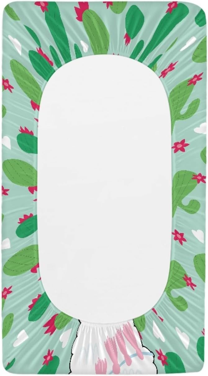 GOSTONG Girls Boys Changing Pad Cvoer with Cactus Alpaca Elastic Soft Changing Mat Sheets Fits 32"x16" Diaper Changing Table, Lightweight & Machine Washable