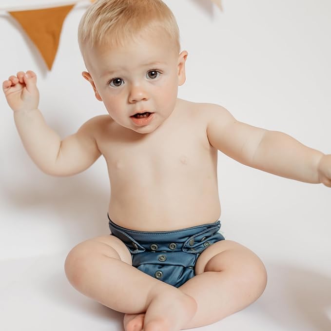 Kinder Cloth Diapers Reusable Baby Diapers Pocket Style Athletic Wicking Jersey, Bamboo Viscose Inserts, Wet Bag, Newborn to Potty Training 7-60lbs, One Size (Western Wildlife, 5 Pack, with Inserts)