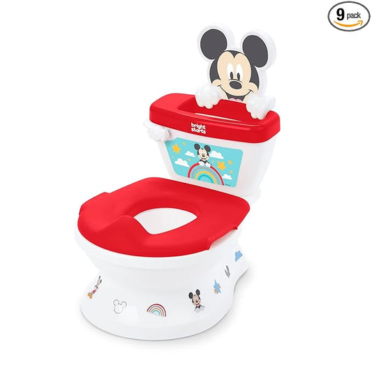 Bright Starts Disney Junior Mickey Mouse My Size Potty Training Toilet, Toddler Potty Chair with Flushing & Cheering Sounds, Removable Seat with Splash Guard & Handles, Ages 18+ Months, Up to 50 lbs