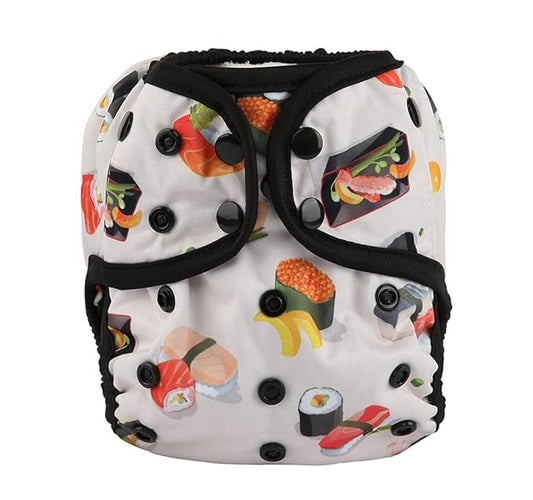 One Size Cloth Diaper Cover Snap With Double Gusset (Sushi), One Fit All