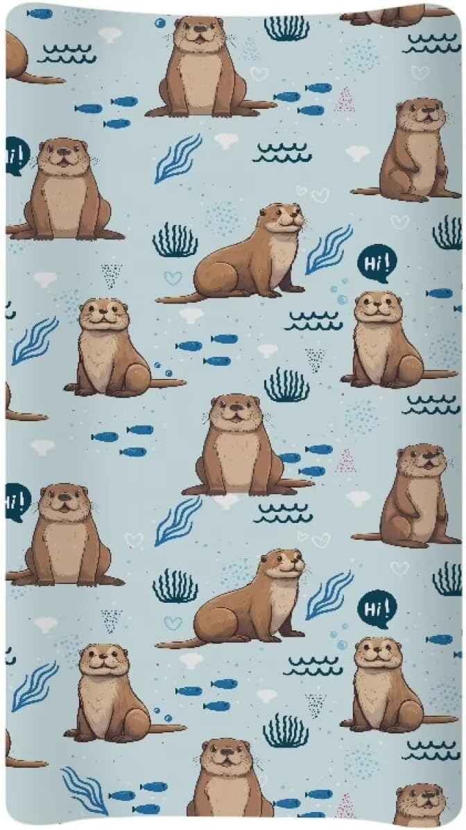 Sea Otter Changing Pad Cover Durable Breathable Nursery Pad Change Cover Waterproof Lightweight Soft Universal Tray Table Mat