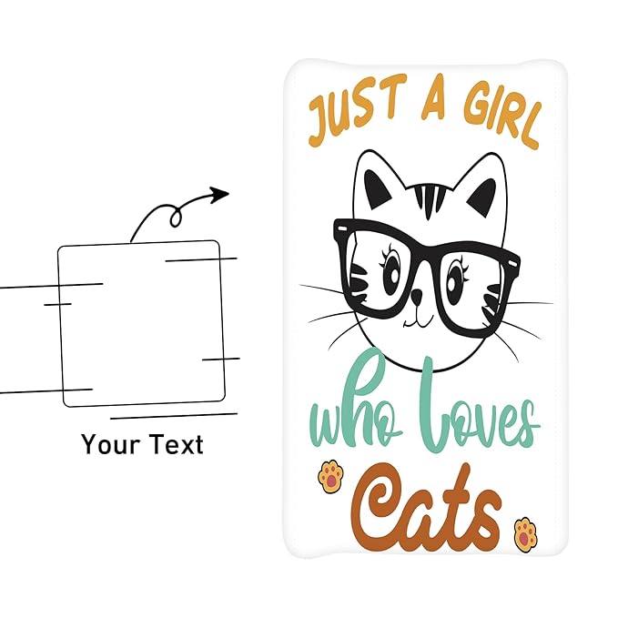 Custom Name Changing Pad Cover - 2 Piece Customizable Changing Pad Cover - Cat Print Cotton Toddler Baby Pee Pad Cover for Diaper Changing Table Nursery Protector