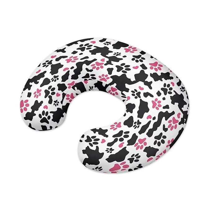 Cow Stripe and Paw Breastfeeding Pillow Cover Ultra Soft Comfortable Newborn Nursing Pillow Case Stretchy Replaceable Pillow Cover Slipcover