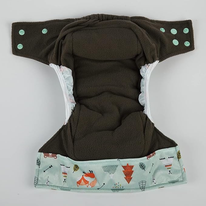 3 AIll in One Cloth Diapers Nappies for Night AIO Sewn in Insert Reusable Washable (Whales Foxes)