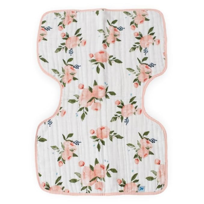Little Unicorn Ultra-Absorbent Premium Burp Cloth 2 Pack | Soft on Baby's Skin | Larger Size | Ergonomic Design | Set of 2 (Watercolor Roses)