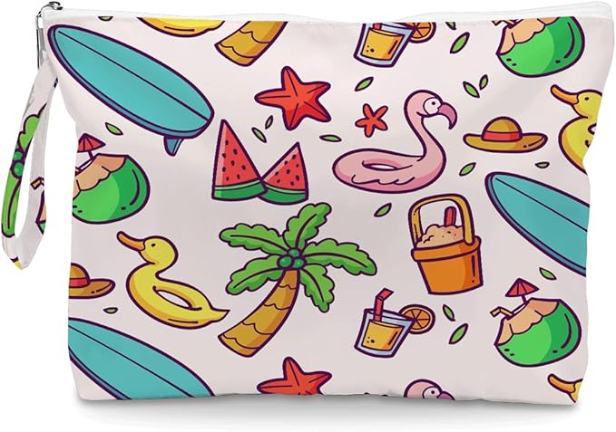 IAXIC Wet Dry Bag, Wet Bag for Swimsuit, Diaper Sunscreen Large Zipper Pouch Waterproof Pouch, Beach Bags for Women, Gifts for Ladies Girls Friends Colleagues and Sisters, Summer Vacation Theme