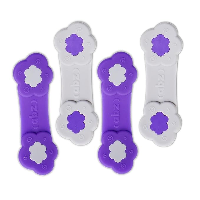 ABZ Pin Free Cloth Diaper Fasteners for Prefolds, Pre-Flats or Flat Diapers - 4 Pack - Purple