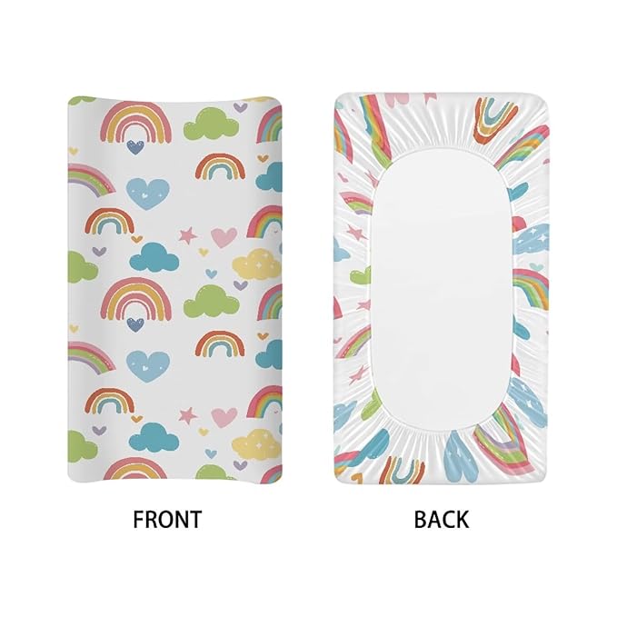 Rainbow Clouds Baby Changing Pad Cover Soft Breathable Baby Nursery Diaper Changing Table Pad Cover One Size Cute Change Mat Sheets Protector