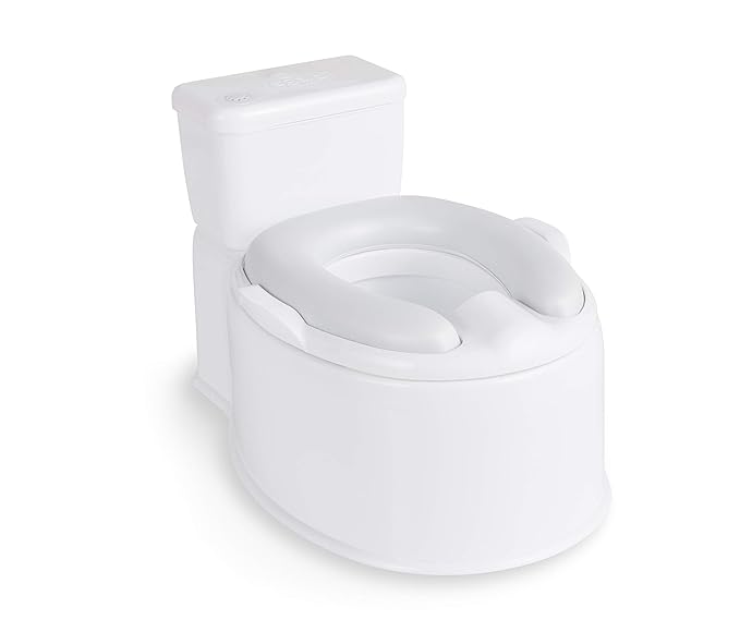 Regalo 2-in-1 Toddler Potty Training Toilet with Flushing Sound, Removable Potty Training Seat, Soft Cushion & Splash Guard, Toddler Potty Chair with Storage, Toilet Seat Transition, White