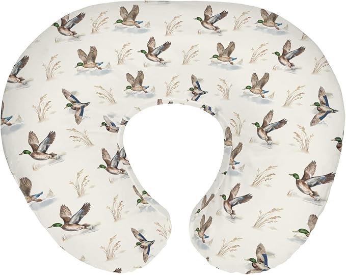 Wild Ducks Mallards Baby Nursing Pillow Covers for Boy Girl Vintage Duck Hunting Nursing Pillow Slipcovers for Breastfeeding Pillows Retro Duck Leaves Pond Soft Stretchy Covers for Newborn Infant