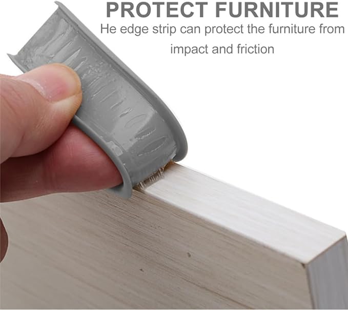 16.4ft U-Shape TPE Self Adhesive Veneer Edging Trim Flexible Edge Protector for Furniture Corner & Edge Safety Guards, DIY Furniture Edge Strip for Countertop Table Cabinet Shelf Repair (16mm, Gray)