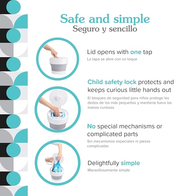 Go Portable Diaper Pail — Gray — Superior Odor Control with No Added Fragrance — Collapses for On-The-Go — Compact & Space-Saving