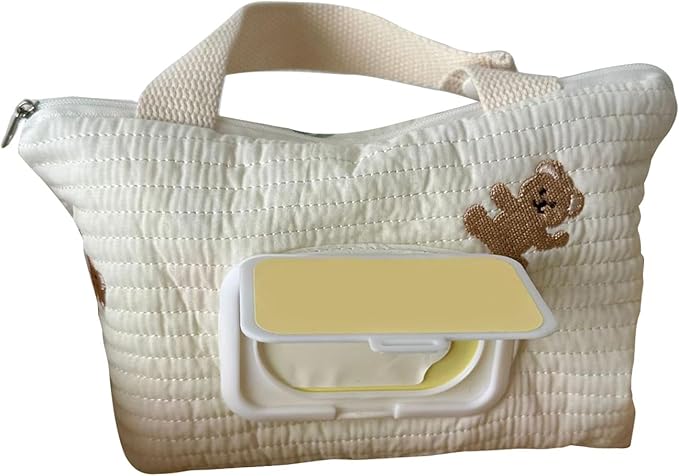 Portable Baby Wipe Bag Strollers Tissue Bag with Lanyard, Reusable Cotton Tissue Holder Case for Stroller and Car